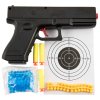 Pistole dětská zbraň na vodní + gumové kuličky 6mm + pěnové soft náboje 3v1
