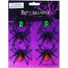 Zvířátko pavouk černý 7cm s barevnými třpytkami set 6ks Halloween