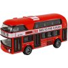 Autobus červený londýnský dvoupatrový double decker zpětný chod kov