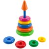 Pyramida s kroužky navlékací baby věžička barevná 2 druhy plast
