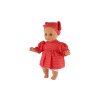 Panenka/Miminko Hamiro 30cm, látkové tělo šaty červené+ bílý puntík + šátek v krabici 20x35x13cm