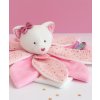 Doudou Dárková sada - plyšový muchláček růžová kočka 26 cm