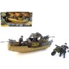 Vojenská hlídková loď army sada se 2 figurkami a doplňky plast v krabici