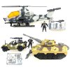 Vojenský army set velký s tankem, bojovým vozidlem a helikoptérou s doplňky