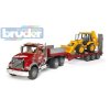 BRUDER 02813 (2813) Nákladní auto MACK Granit - návěs + traktor JCB