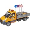 BRUDER 02677 Auto Mercedes Benz Sprinter silničáři s doplňky na baterie Světlo Zvuk