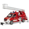 BRUDER 02673 Auto hasiči Mercedes Benz Sprinter stříká vodu na baterie Světlo Zvuk