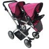 Dětský kočárek pro dvojčata - růžovo-černý