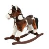 Houpací kůň hnědobílý - výška sedátka 46 cm, zvukové efekty koně, pohyblivá tlama a ocas