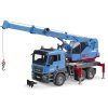 BRUDER 03771 MAN TGS Autojeřáb modrý model 1:16 na baterie Světlo Zvuk