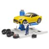 BRUDER 62112 Autodílna servisní centrum + auto Roadster s figurkou