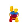 Sada na písek plast kbelík se sítkem 15x13cm, lopatka, hrabičky, 2 bábovky 4 barvy v síťce 12m+