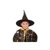 Klobouk čarodějnický + plášť pro děti průměr 38cm černo-zlatý v sáčku karneval