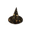 Klobouk čarodějnický + plášť pro děti průměr 38cm černo-zlatý v sáčku karneval