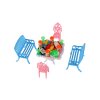 Nábytek pro panenky/stůl a židle plast 4 barvy v blistru 14x11x16cm