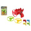 Vystřelovací vrtulka 3ks + startér pistole dinosaurus plast 4 barvy na kartě 15,5x24x5cm