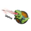 Dinosaurus pistole plast 13x16cm vypouštějící páru na baterie se světlem, zvukem 2 barvy v krabičce