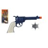 Pistole revolver klapací plast 23x12cm s šerifským odznakem na kartě