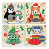 Mudpuppy Dřevěné puzzle sada 4 puzzle Vánoce