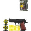 Pistole dětská špuntovka 17cm set se 2 terči a náboji plast na kartě