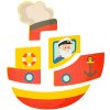 WOODY DŘEVO Baby vkládací puzzle loďka skládačka 5 dílků na desce