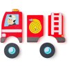 WOODY DŘEVO Baby vkládací puzzle auto hasiči skládačka 5 dílků na desce
