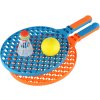 Soft líný tenis / badminton set 2 barevné pálky s míčkem a košíčkem 2v1