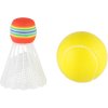 Soft líný tenis / badminton set 2 barevné pálky s míčkem a košíčkem 2v1