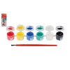 Akrylové barvy 12ks se štětcem i na keramiku,sklo,kameny na kartě 11x26,5cm