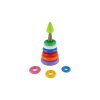 Skládanka pyramida s kroužky plast 2 barvy v síťce 15x31cm 12m+