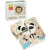 CUBIKA DŘEVO Baby kostky obrázkové Veselá zvířátka kubus set 4ks