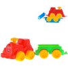 Baby vláček barevný set lokomotiva + vagón s obličejem 2 barvy plast