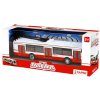 Trolejbus MHD 16cm červeno-bílý kovový na zpětný chod v krabici