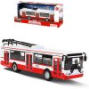 Trolejbus MHD 16cm červeno-bílý kovový na zpětný chod v krabici