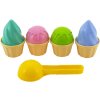 Zmrzlina set na písek lopatka 15cm + 8 báboviček plast v síťce 2 barvy