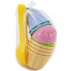Zmrzlina set na písek lopatka 15cm + 8 báboviček plast v síťce 2 barvy