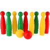 WADER Hra Kuželky barevné set 9ks + 2 koule bowling plast 80020
