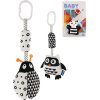 PLYŠ Zvířátko baby chrasticí závěsné 30cm kontrastní pro miminko 3 druhy