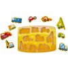HAPE DŘEVO Puzzle na desce Stavaři auta 9 dílků s úchyty skládačka