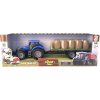 Traktor farmářský na setrvačník s přívěsem s balíky sena 3 barvy plast