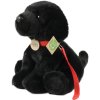 PLYŠ Pes labrador černý 28cm sedící s vodítkem Eco-Friendly *PLYŠOVÉ HRAČKY*