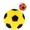 Míč soft pěnový s potiskem fotbalový 18cm 2 barvy v síťce