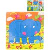 DŘEVO Puzzle zvířátka vkládací na desce 9 dílků 6 druhů