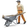 BRUDER 62130 Figurka komunální pracovník 11cm set s kolečky a nářadím plast