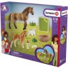 SCHLEICH Quarter kůň a hříbě set se štěňátkem a doplňky plast