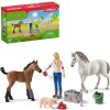 SCHLEICH Návštěva lékaře u klisny a hříběte herní set 2 koníci s doplňky