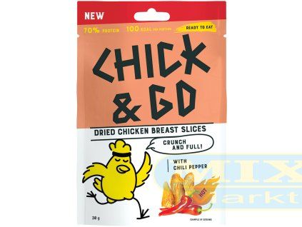 CHICK & GO Getrocknete Hähnchenbrustfiletscheiben mit Chili (0,23%)