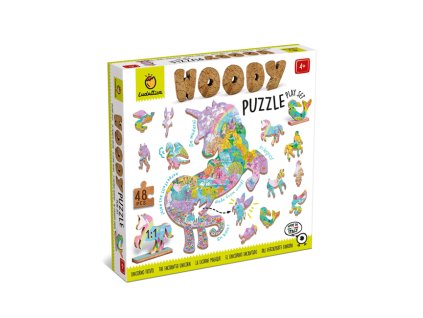 Ludattica - Dřevěné puzzle Jednorožci - Woody