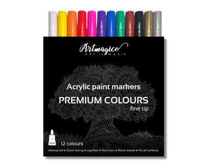 Artmagico akrylový popisovač s jemným hrotem (1 mm) 12 ks