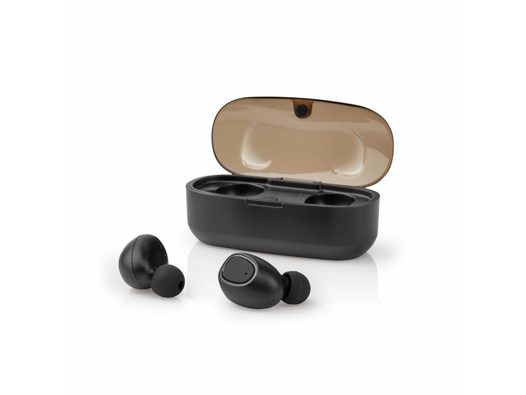 Nedis HPBT5052BK Bluetooth bezdrátová sluchátka do uší, hlasové ovládání, 5  hod. výdrž, nabíjecí pouzdro, černá - miXton.cz